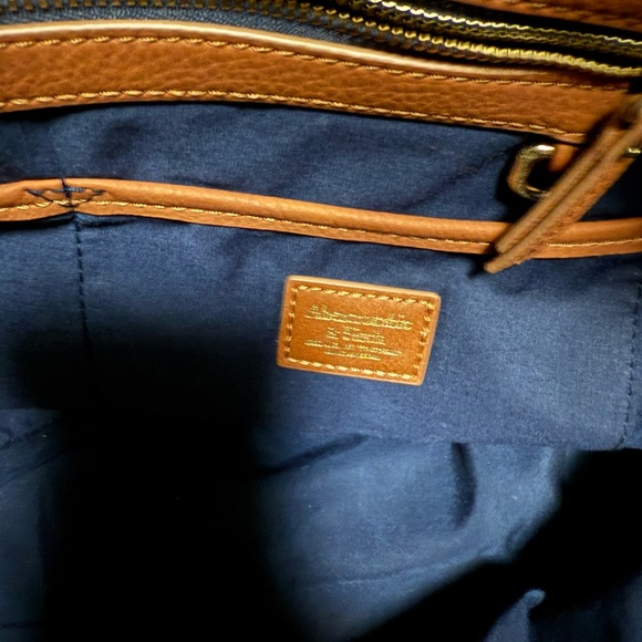 Abercrombie & Fitch Navy Blue Canvas Tote Bag Tan Faux Leather Trim For Travel - Picture 9 of 9